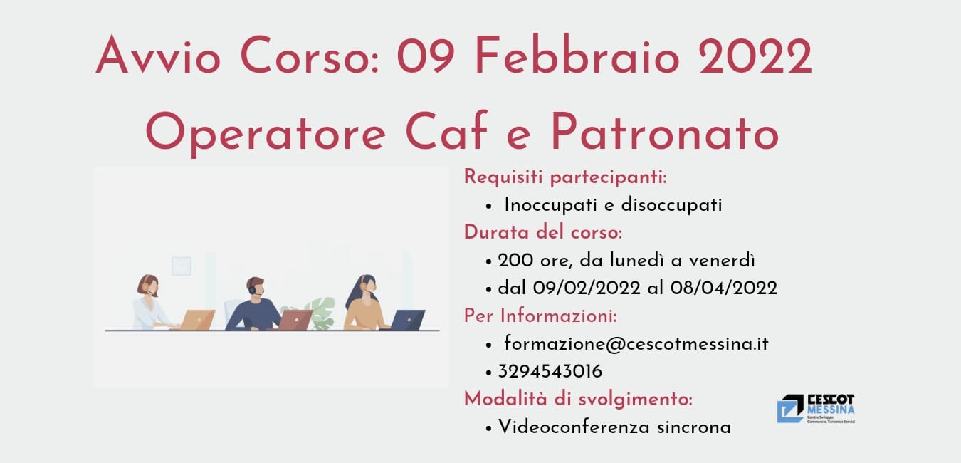 Avvio Corso 09 Febbraio 2022 “operatore Caf E Patronato” Cescot Messina 9377